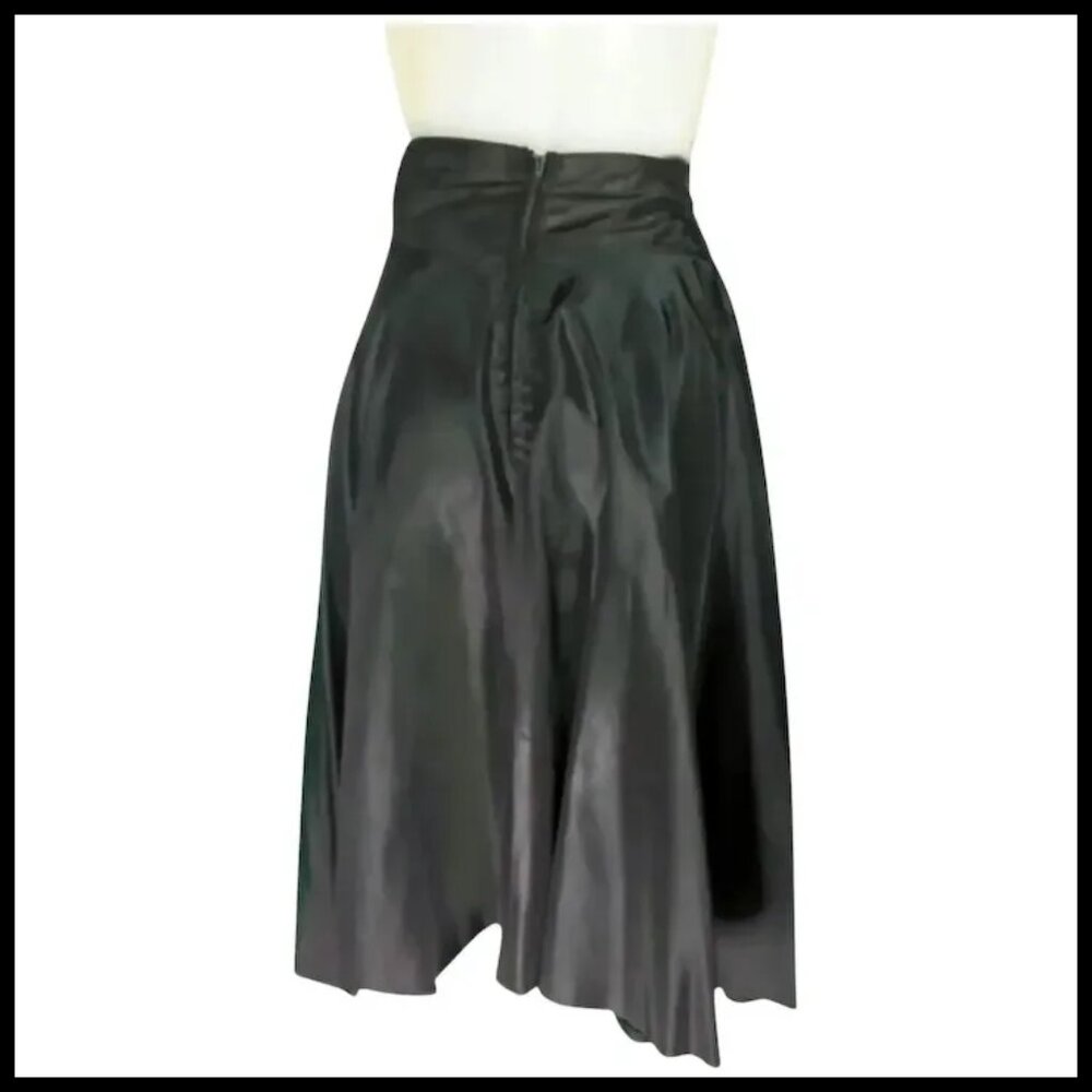 Vintage Black Taffeta Skirt Fit & Flare, High Wide Waist for Swing Dancing - 40s - Picture 3 of 14